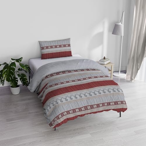 Italian Bed Linen Athena Bettwäsche-Set, 100% Baumwolle, Rudolph, Rot, Einzelbett von Italian Bed Linen