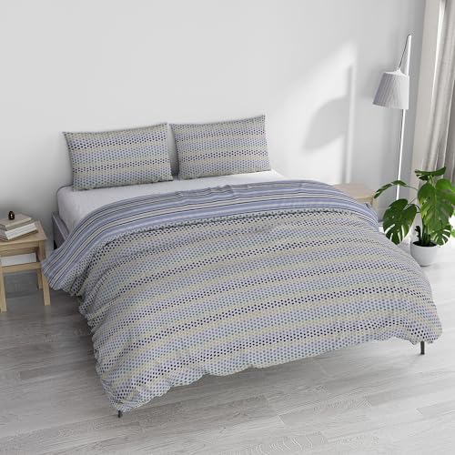 Italian Bed Linen Athena Bettwäschegarnitur aus 100% Baumwolle, Malindi blau, Doppelbett von Italian Bed Linen