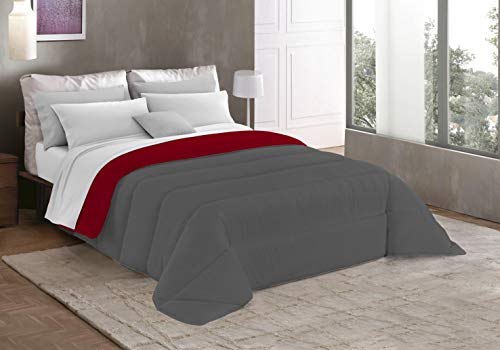 Italian Bed Linen Basic Wintersteppdecke, Doppelt, bordeaux/dunkel grau von Italian Bed Linen