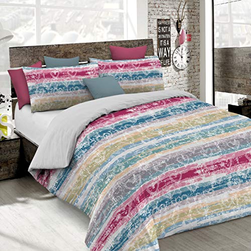 Italian Bed Linen, "Fashion Bettbezug Set, Kleines Doppelbett, Love Lines von Italian Bed Linen