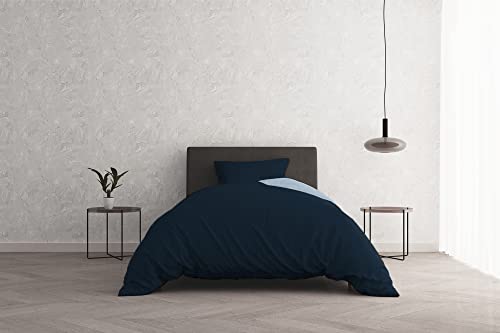Italian Bed Linen Bettbezug Natural Color Doubleface, Leinen, Senf/Hellgraue, kleine Doppelte von Italian Bed Linen