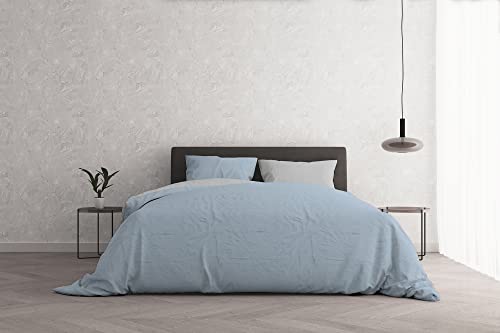 Italian Bed Linen Bettbezug Natural Color Doubleface, Leinen, Hellgrau/Creme, Doppelte von Italian Bed Linen