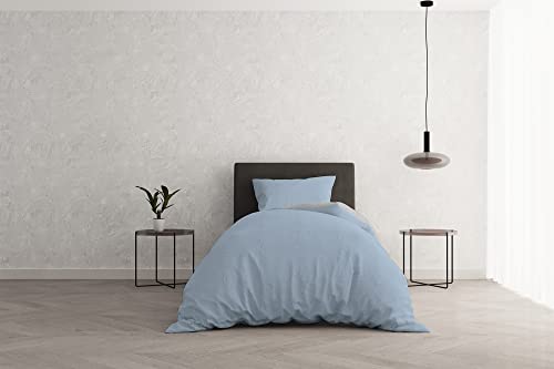 Italian Bed Linen Bettbezug Natural Color Doubleface, Leinen, Senf/Hellgraue, Einzelne von Italian Bed Linen
