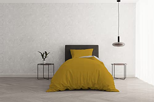 Italian Bed Linen Bettbezug Natural Color Doubleface, Leinen, Burgunder/Creme, Einzelne von Italian Bed Linen
