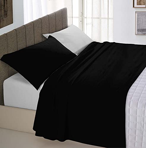 Italian Bed Linen Natural Color Bettwäsche Set, 100% Baumwolle, Schwarz/Hell grau, Doppelte von Italian Bed Linen