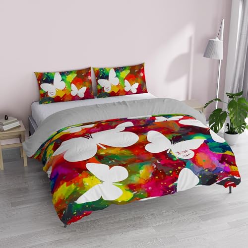 Italian Bed Linen Bettwäsche-Set, 100% Baumwolle, Digitaldruck, KI-OSA, KIO-638, für Doppelbett von Italian Bed Linen