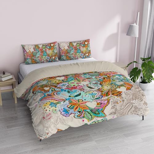 Italian Bed Linen Bettwäsche-Set, 100% Baumwolle, Digitaldruck, KI-OSA, KIO-660, Doppelbett von Italian Bed Linen