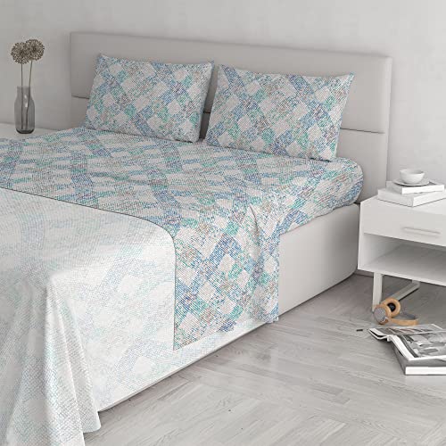 Italian Bed Linen Bettwäsche -Set Baumwolle Athena, Doppelte, Eva BLU von Italian Bed Linen