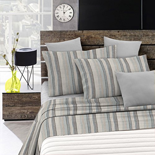 Italian Bed Linen Bettwäsche-Set Emotion, Grau gestreift, 1 Posto e Mezzo von Italian Bed Linen