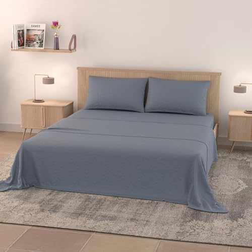 Bettwäsche-Set Eva Water Washed, Blau, Doppelbett von Italian Bed Linen