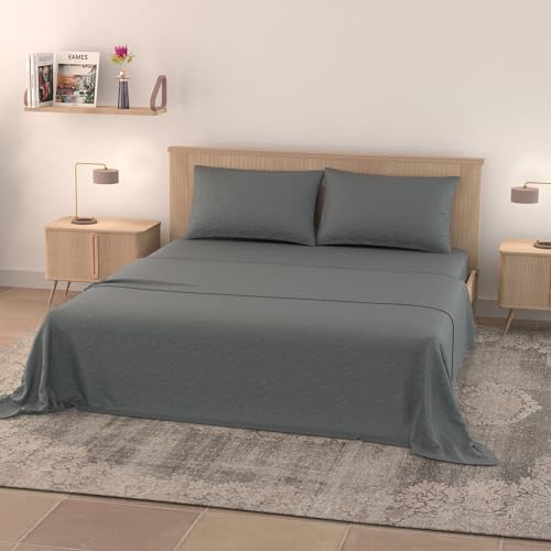 Italian Bed Linen Bettwäsche-Set Eva Water Washed, Dunkelgrau, Doppelbett von Italian Bed Linen