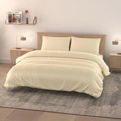 Italian Bed Linen Bettbezug Eva in Water Washed Optik, Creme, Doppelbett von Italian Bed Linen