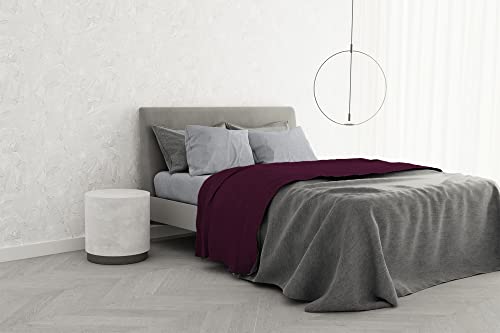 Italian Bed Linen Bettwäsche-Set aus 100% Baumwolle, trendiges Design, für Doppelbett, Pflaume von Italian Bed Linen