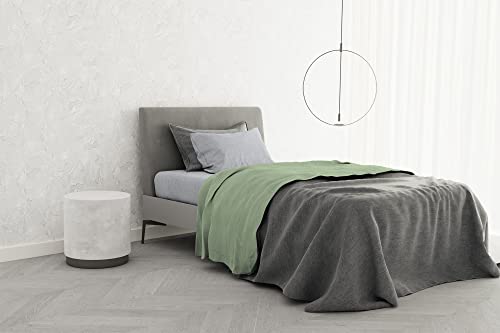 Italian Bed Linen Bettwäsche-Set aus 100% Baumwolle, trendiges Chic, quadratisch und halb, Pistazie von Italian Bed Linen