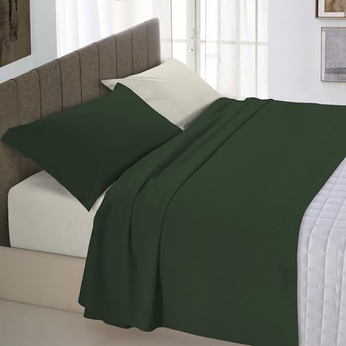 Italian Bed Linen Bettwäsche-Set naturfarben, Olivgrün/Creme, für Doppelbett von Italian Bed Linen