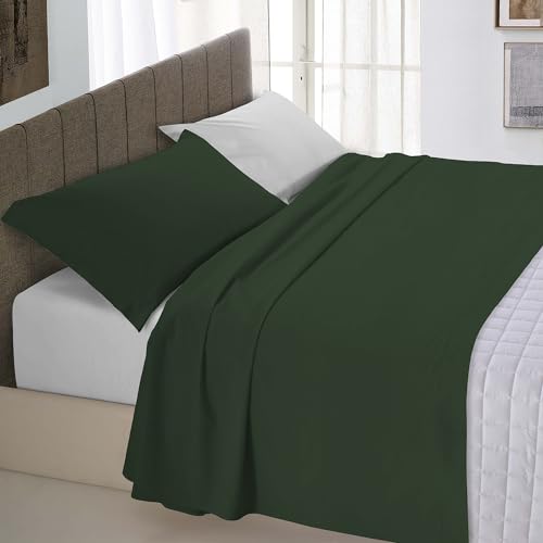 Italian Bed Linen Bettwäsche-Set naturfarben, Olivgrün/Hellgrau, für Doppelbett von Italian Bed Linen