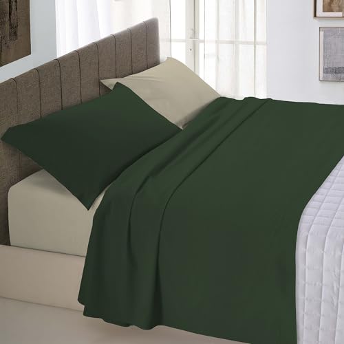 Italian Bed Linen Bettwäsche-Set naturfarben, Olivgrün/Taupe, für Doppelbett von Italian Bed Linen