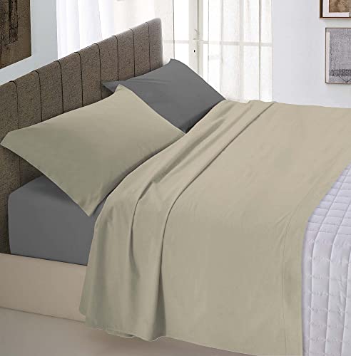 Italian Bed Linen Natural Color Bettwäsche Set, 100% Baumwolle, Dove gray/Rauch, Doppelte von Italian Bed Linen