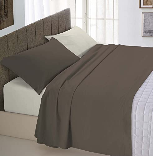 Italian Bed Linen Natural Color Bettwäsche Set, 100% Baumwolle, Braun/Creme, Doppelte von Italian Bed Linen