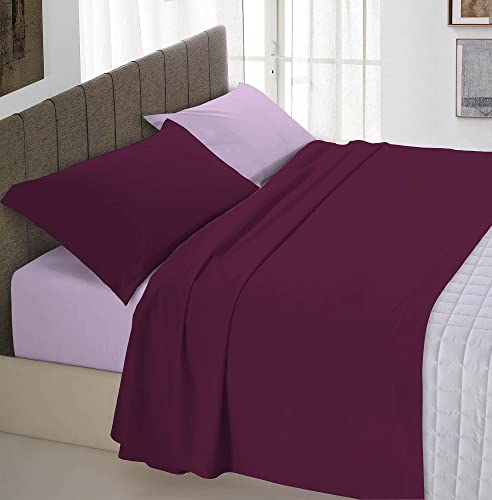 Italian Bed Linen Natural Color Bettwäsche Set, 100% Baumwolle, Lille/Pflaume, Kleine doppelte von Italian Bed Linen