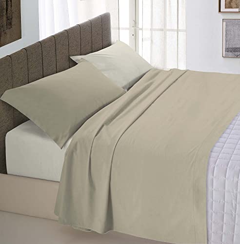 Italian Bed Linen Natural Color Bettwäsche Set, 100% Baumwolle, Dove gray/Creme, Kleine doppelte von Italian Bed Linen