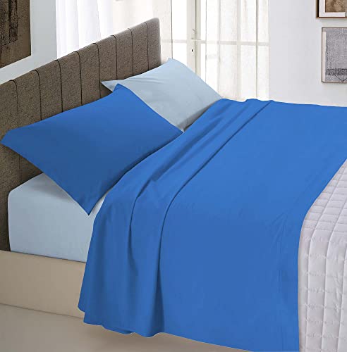 Italian Bed Linen Natural Color Bettwäsche Set, 100% Baumwolle, Royal/Hell blau, Kleine doppelte von Italian Bed Linen