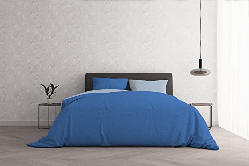 Italian Bed Linen Parure Copripiumino Ehebett, Leinen, Azzurro/Celeste, Doppelte von Italian Bed Linen