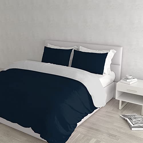 Italian Bed Linen Parure Copripiumino Ehebett, Leinen, Blau/Grau, Doppelte von Italian Bed Linen