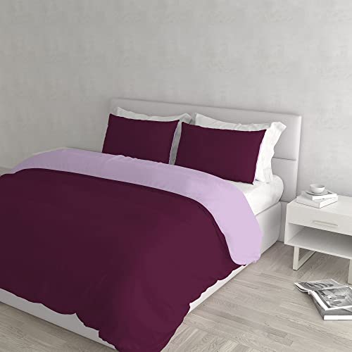 Italian Bed Linen Bettwäsche-Set, Leinen Baumwolle, Flieder/Pflaume, Doppelte von Italian Bed Linen