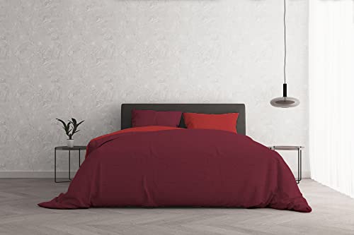 Italian Bed Linen Parure Copripiumino Ehebett, Leinen, Rosso/Bordeaux, Doppelte von Italian Bed Linen