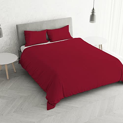 Italian Bed Linen CP-ST-2P Satin Stripes Bettbezug, Doppelte, Bordeaux, Polyester von Italian Bed Linen