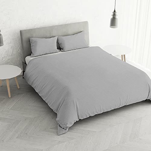 Italian Bed Linen CP-ST-2P Satin Stripes Bettbezug, Doppelte, Grau, Polyester von Italian Bed Linen