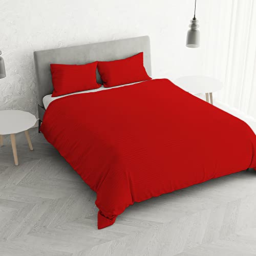 Italian Bed Linen Satin Stripes Bettbezug, Doppelte, Rot von Italian Bed Linen