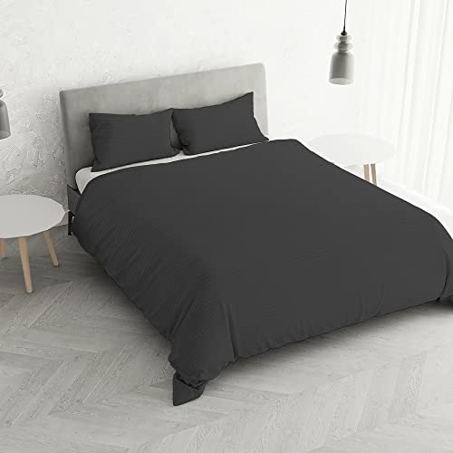 Italian Bed Linen CP-ST-2P Satin Stripes Bettbezug, Doppelte, Schwarz, Polyester von Italian Bed Linen