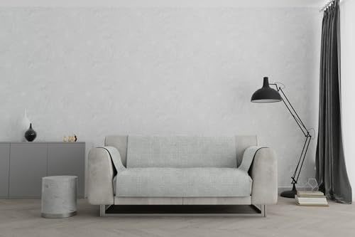 Italian Bed Linen Comfort Rutschfester Sofa Schonbezug, 100% Polyester, Hellgrau, 2 Plätze von Italian Bed Linen