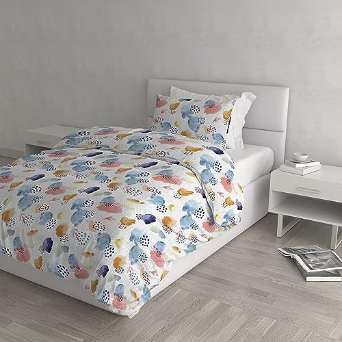 Italian Bed Linen Dafne Bettbezug Bedruckt, Mikrofaser, Colibri, französisches Bett von Italian Bed Linen