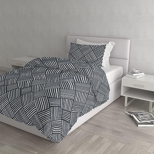 Italian Bed Linen Dafne Bettwäsche, Bedruckt, Mikrofaser, Citylife Grey, französisches Bett von Italian Bed Linen