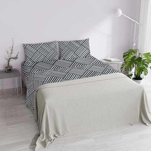 Italian Bed Linen Dafne Bettwäsche-Set, Bedruckt, Mikrofaser, Citylife Grey, Doppelbett von Italian Bed Linen