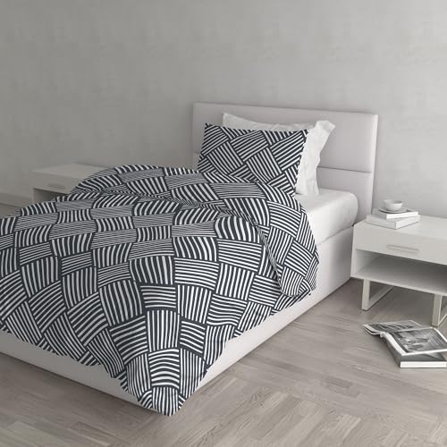 Italian Bed Linen Dafne Bettwäsche-Set, Bedruckt, Mikrofaser, Citylife Grey, Einzelbett von Italian Bed Linen