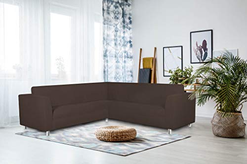 Italian Bed Linen Dehnbarer Spannbezug für Sofas Dahlia, 92% Polyester, 8% Elastometer, Braun, 350-450 cm von Italian Bed Linen