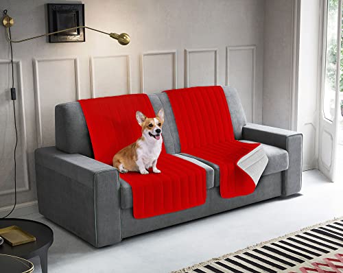 Italian Bed Linen Doubleface Couchüberzüge ELEGANT, Rot/Hell Grau, 100% Mikrofaser, 60x190cm von Italian Bed Linen