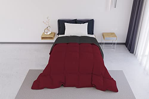 Italian Bed Linen ELEGANT Wintersteppdecke, Bordeaux/Dunkelgrau, 220x260cm von Italian Bed Linen