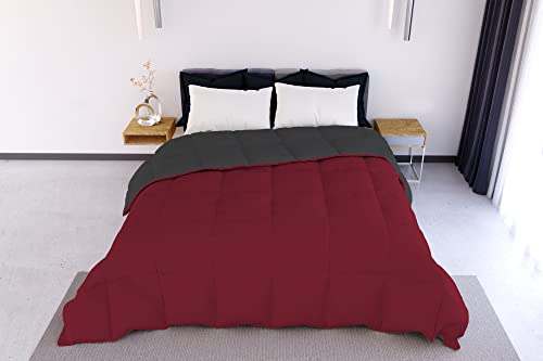 Italian Bed Linen ELEGANT Wintersteppdecke, Bordeaux/Dunkelgrau, 260x260cm von Italian Bed Linen