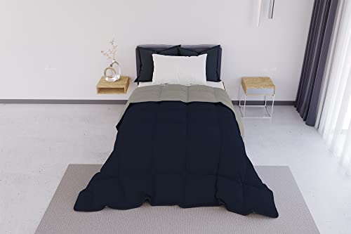 Italian Bed Linen ELEGANT Wintersteppdecke, Dunkelblau/Hellgrau, 170x260cm von Italian Bed Linen