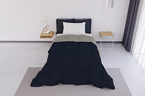 Italian Bed Linen ELEGANT Wintersteppdecke, Dunkelblau/Hellgrau, 220x260cm von Italian Bed Linen