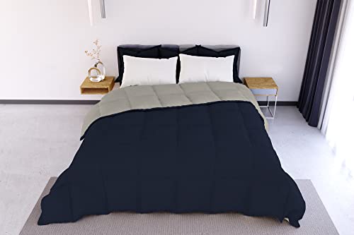 Italian Bed Linen ELEGANT Wintersteppdecke, Dunkelblau/Hellgrau, 260x260cm von Italian Bed Linen