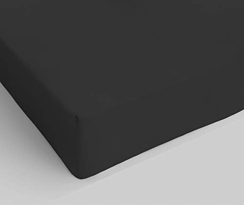 Italian Bed Linen Elegant Spannbettlaken im Winkel 35cm, Mikrofaser, Schwarz, Maxi Doppelte von Italian Bed Linen