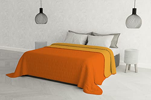 Italian Bed Linen Elegant Steppdecke für Doppelbett 260 x 270 cm Arancio/Giallo von Italian Bed Linen