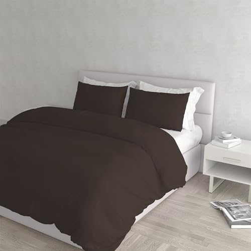 Bettwäsche-Set für Doppelbett, Mikrofaser, elegant, hergestellt in Italien, Bettbezug 250 x 200 cm, mit Überschlag und Kissenbezügen, Braun, Doppelbett Bettwäsche-Set für Doppelbett, Mikrofaser, elegant, hergestellt in Italien, Bettbezug 250 x 200 cm, mit Überschlag und Kissenbezügen, Braun, Doppelbett von Italian Bed Linen