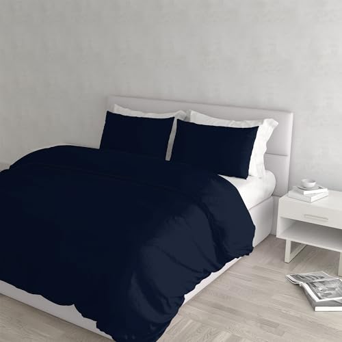 Italian Bed Linen Eleganter Bettbezug, Dunkelblau, für Doppelbett von Italian Bed Linen